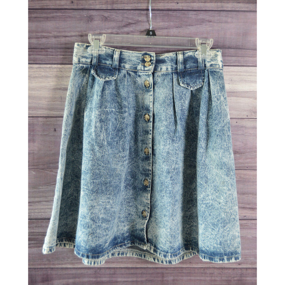 Stuffed Shirt Stone Washed Denim Skirt Vintage 80's Size 11/12 29‎ inch waist - Picture 1 of 12